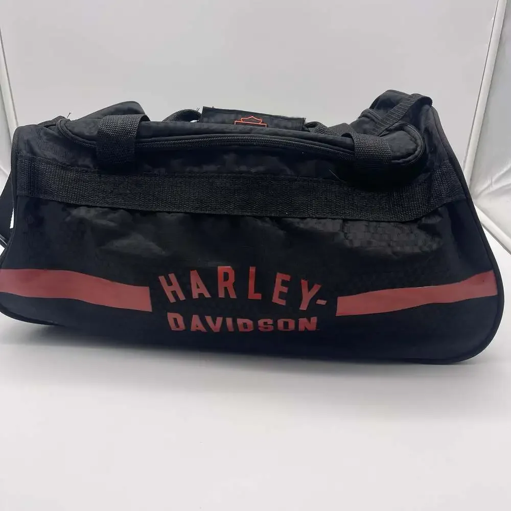 Harley-Davidson Black & Red Sport Stripe Duffel Gym Travel Bag